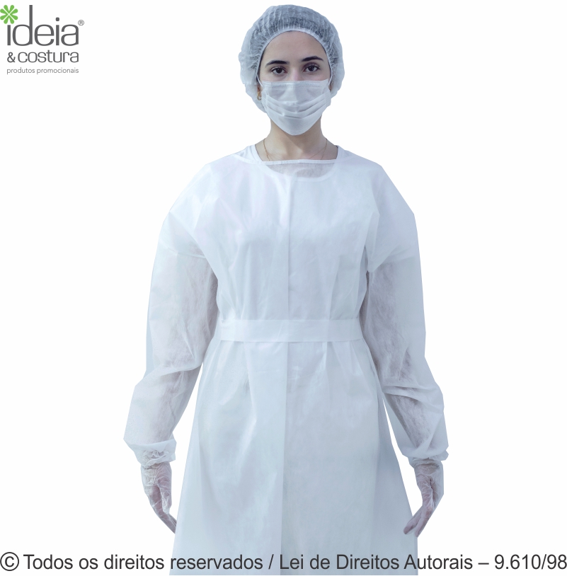 AVENTAL/JALECO EM TNT 30g MANGA LONGA 71X105CM AV25