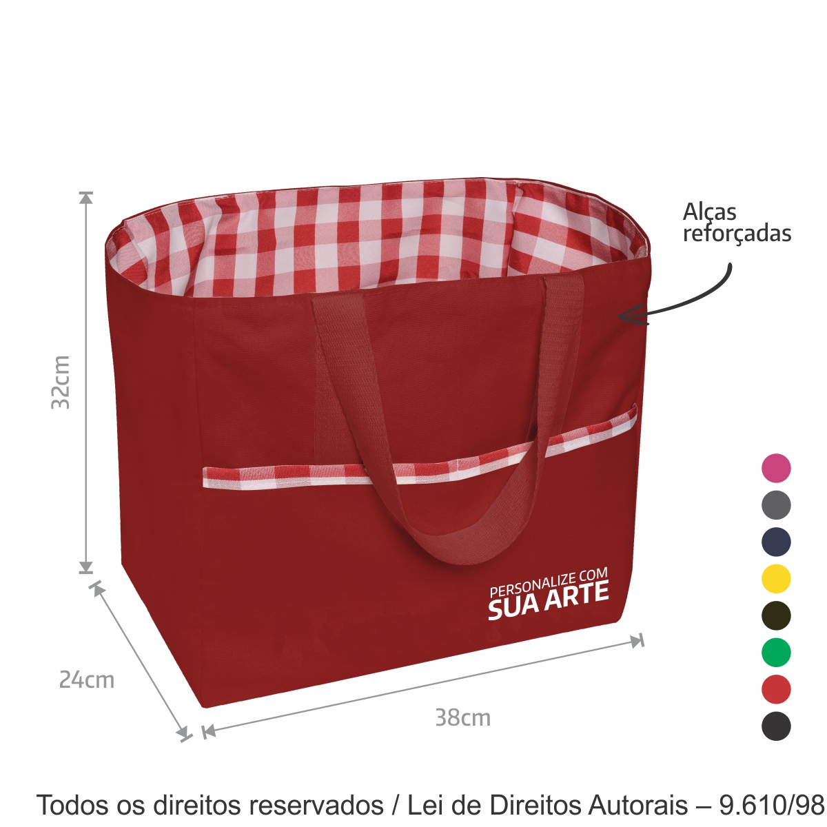 ECOBAG BOLSA DE PIQUENIQUE LONA 240G 37X32X24CM VERMELHO 152LC