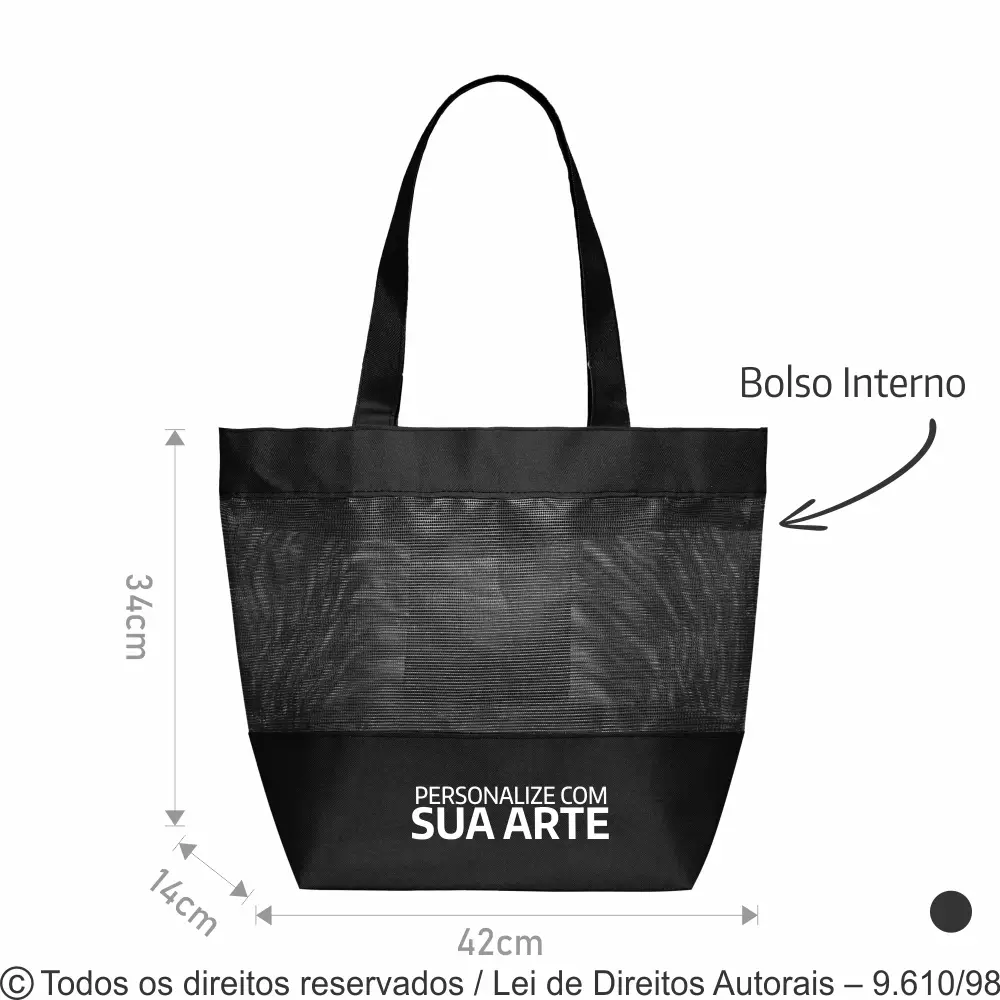 BOLSA TELA SANET 42X34X14CM PRETO 43SFC