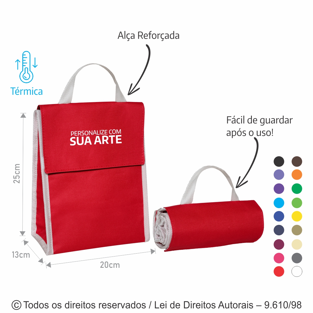 BOLSA VERMELHA TERMICA 4,5 LITROS EM NYLON 600G 20X25X13CM 151N