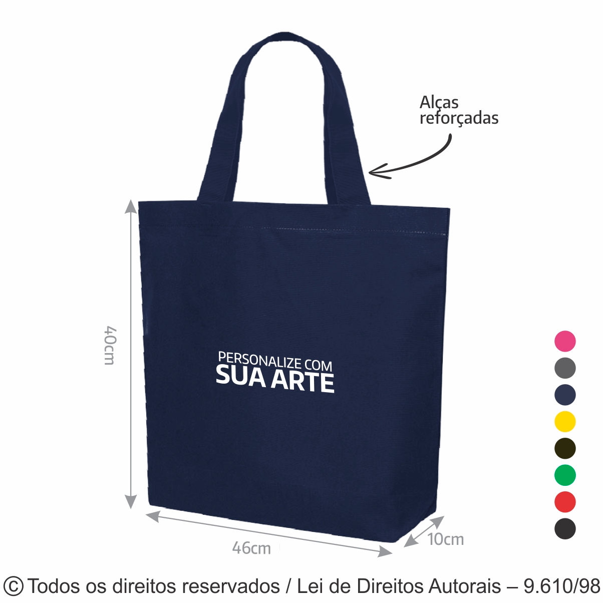 ECOBAG DE LONA COLORIDA 46X40X10CM 2LCFC
