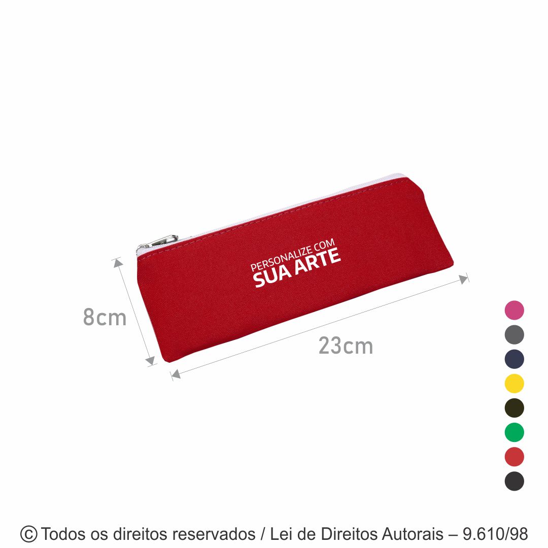 ESTOJO DE LONA COLORIDA COM ZIPER 23X8CM E6LC