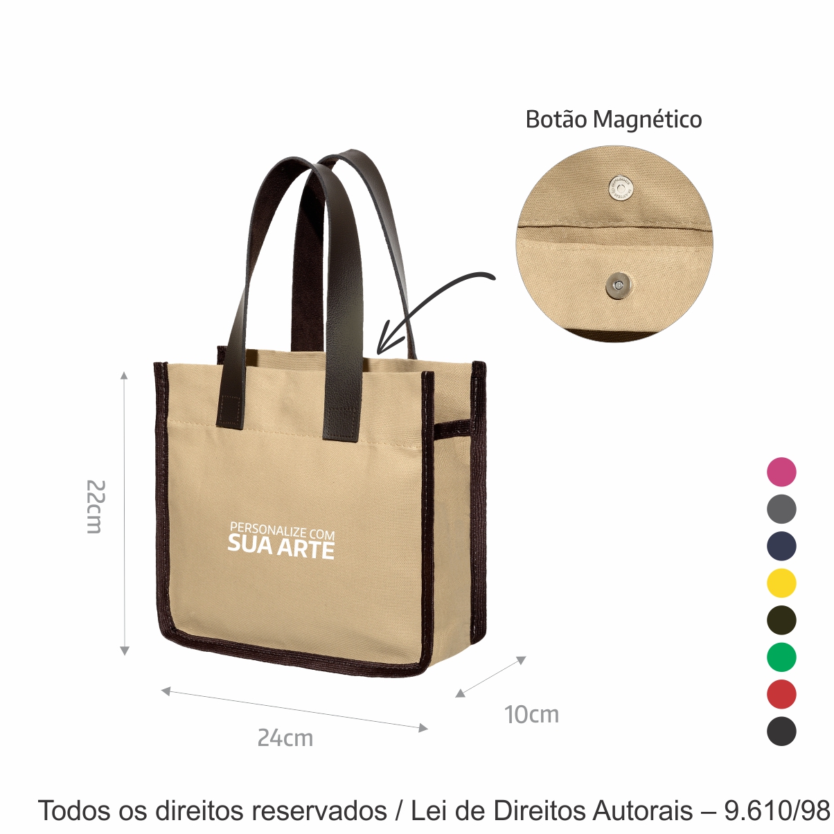 MINI ECOBAG DE LONA COLORIDA 24X22X10CM 32LC