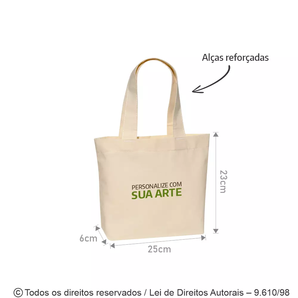 MINI ECOBAG EM ALGODAO 160G 25X23X6CM 342A