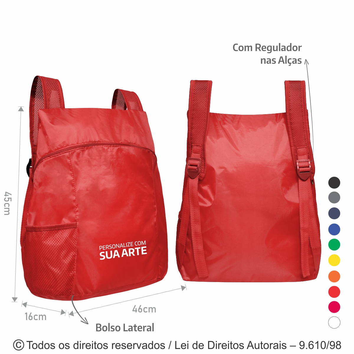 MOCHILA DE NYLON 70 RESINADO 46X45x16CM M17