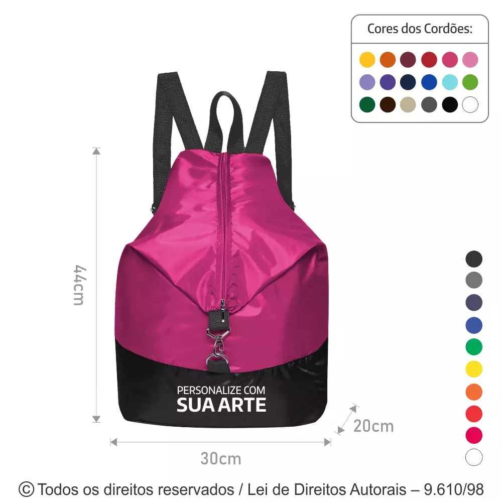 MOCHILA DE NYLON EMBORRACHADO 30X44X20CM M23