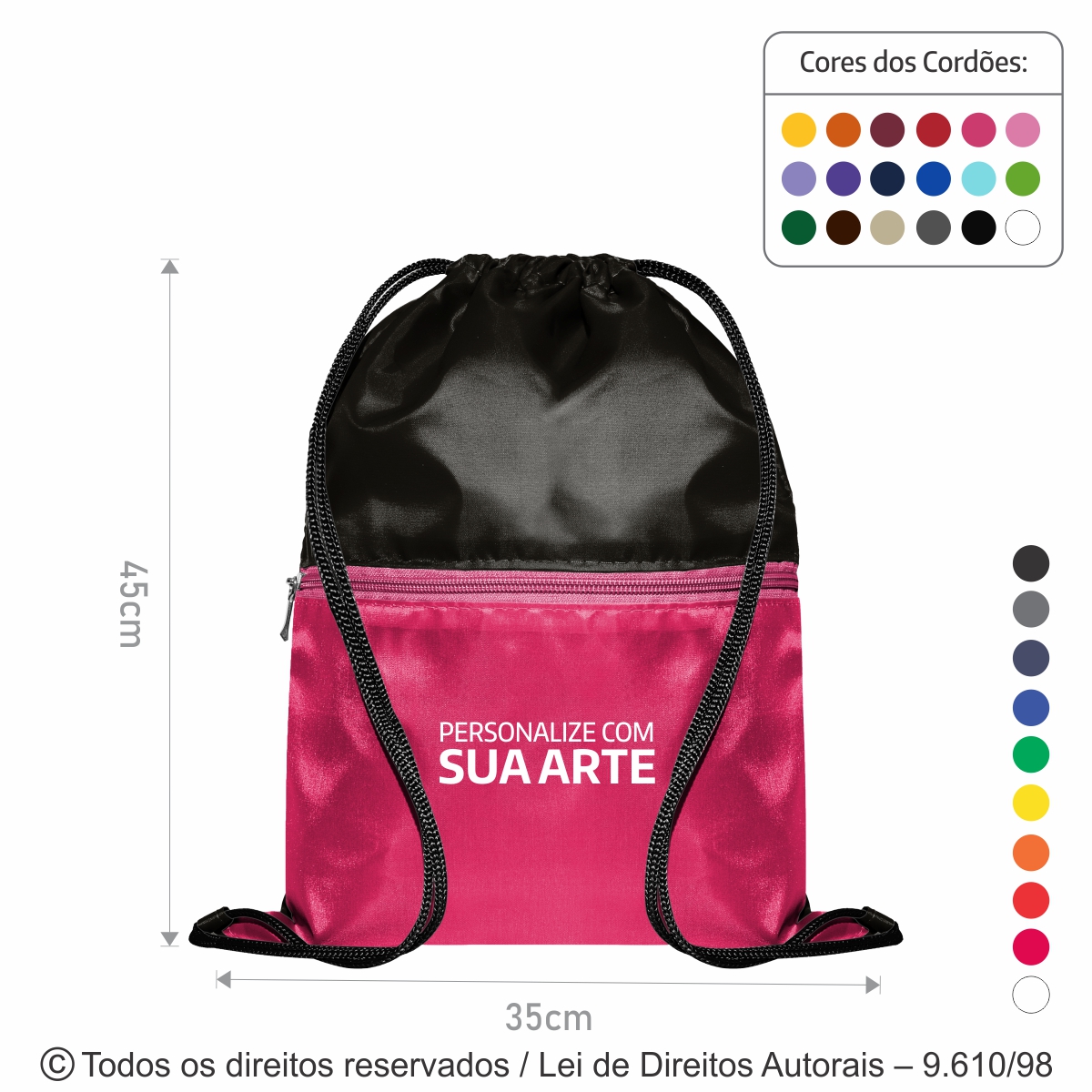 MOCHILA DE NYLON EMBORRACHADO 35X45CM  M8-1