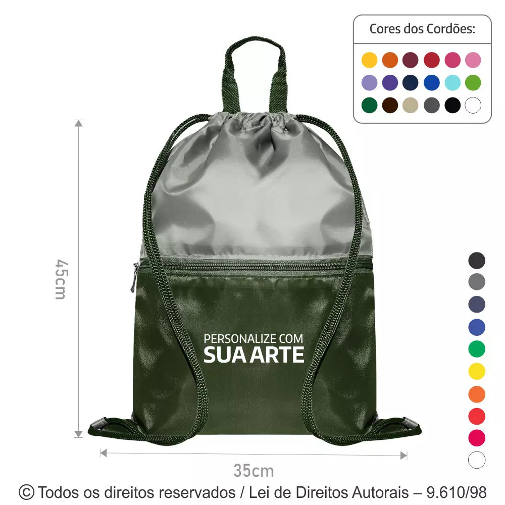 MOCHILA DE NYLON EMBORRACHADO 35X45CM M8