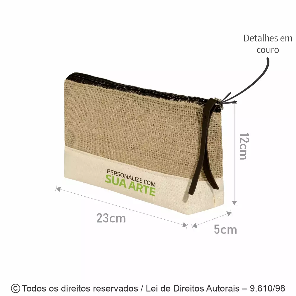 NECESSAIRE JUTA COM LONA CRUA 23X12X5CM N44J