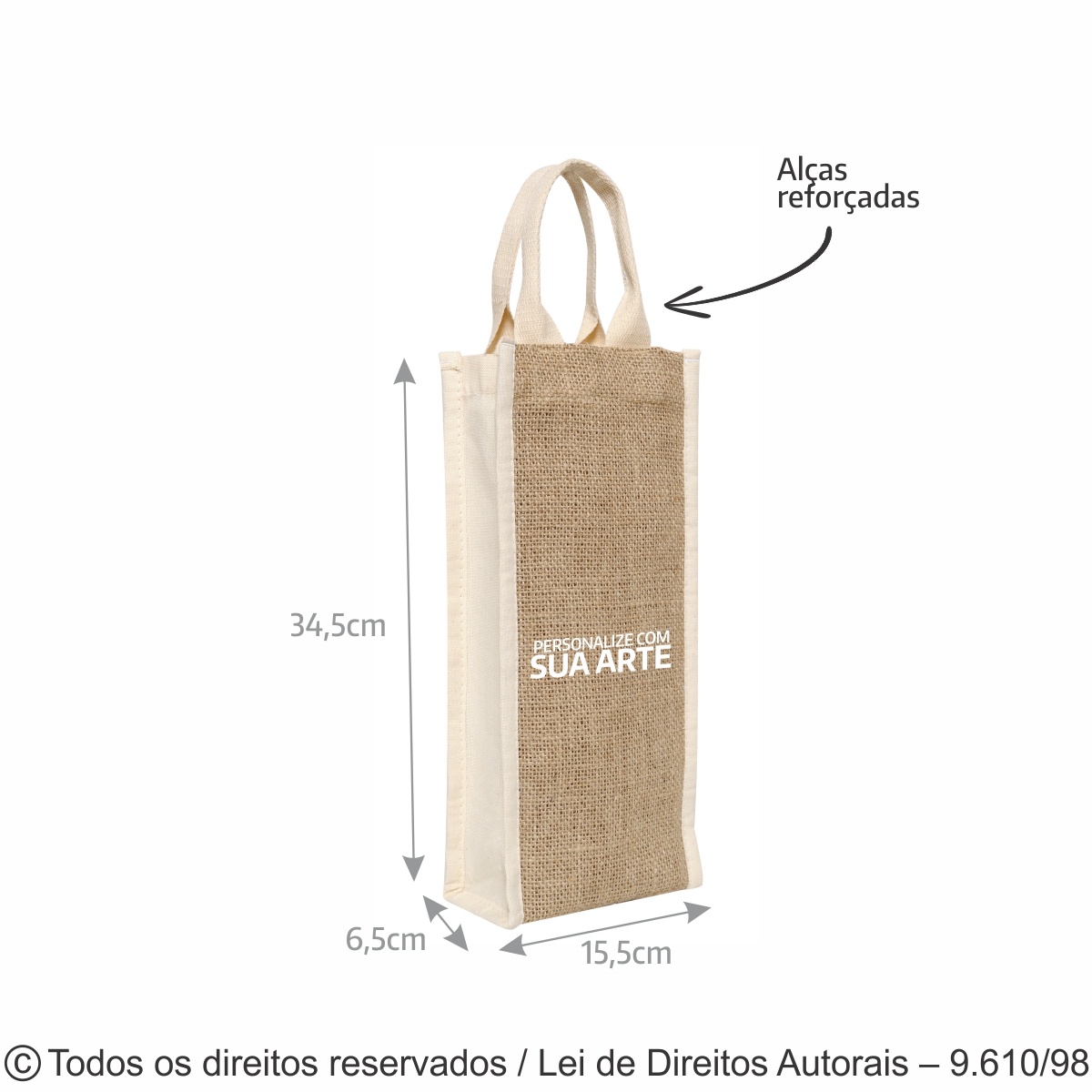 PORTA GARRAFA DE JUTA LATERAL LONA 15,5X34,5X6,5CM 409JL