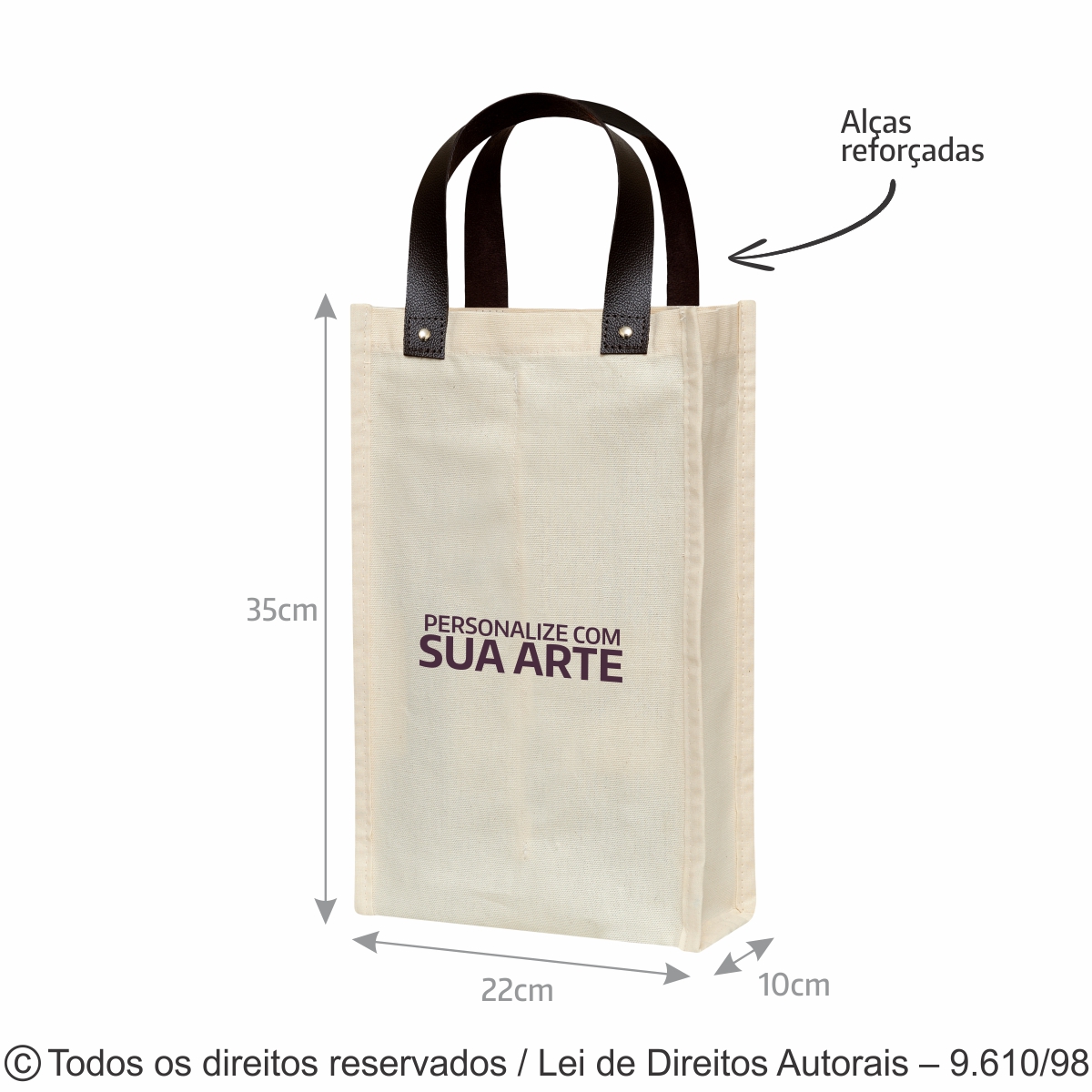 PORTA GARRAFA PARA 2 GARRAFAS LONA NATURAL 22X35X10CM 420L