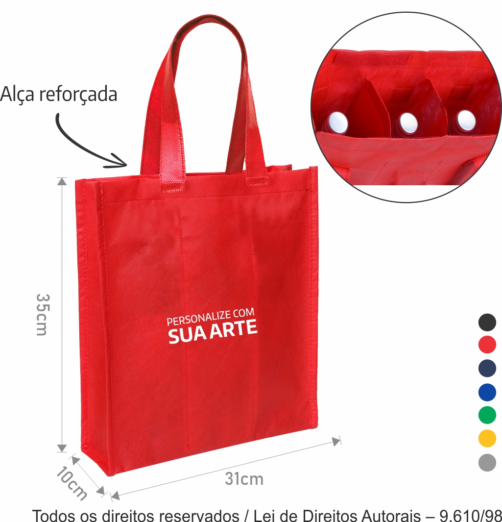 PORTA GARRAFA PARA 3 GARRAFAS TNT 80G 31X35X10CM 430T