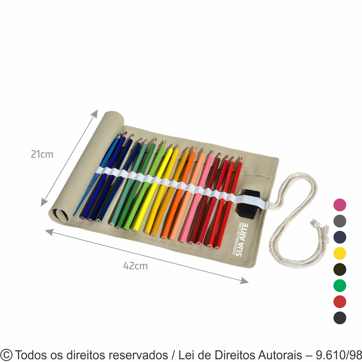 PORTA LAPIS LONA COLORIDA 42X21CM AREIA 263LC