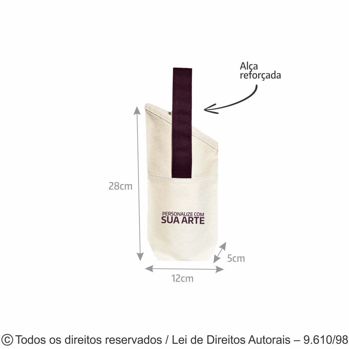 PORTA GARRAFA DE LONA 240G 12X30X5CM NATURAL COM VINHO 410L