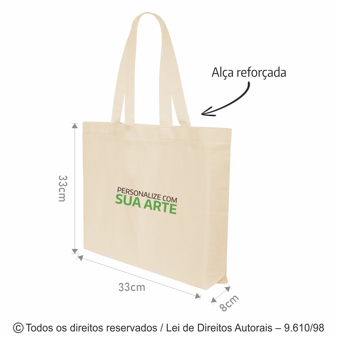 ECOBAG DE ALGODAO 160G 33X33X8CM CRU 27A