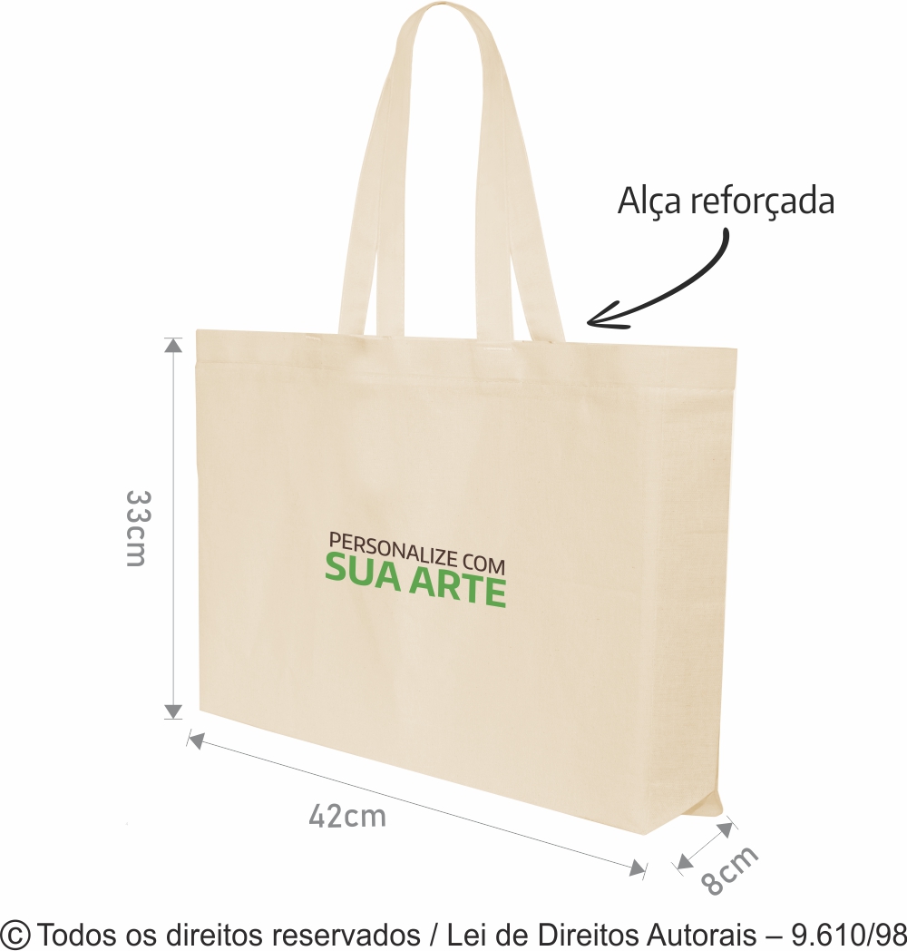 ECOBAG DE ALGODAO 160G 42X33X8CM CRU 28A