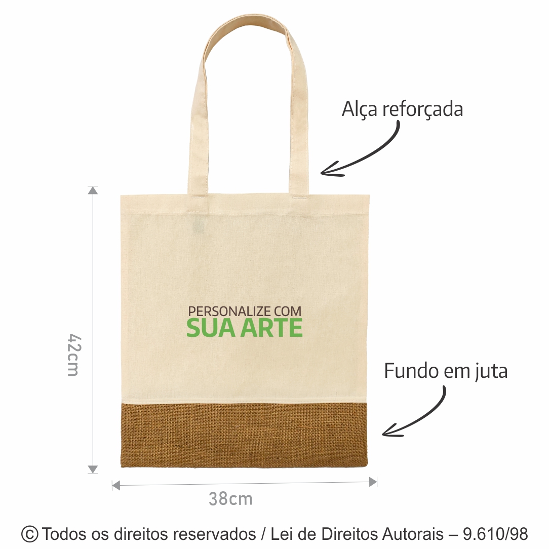 ECOBAG DE ALGODAO 160G COM JUTA 38X42CM NATURAL 109AJ