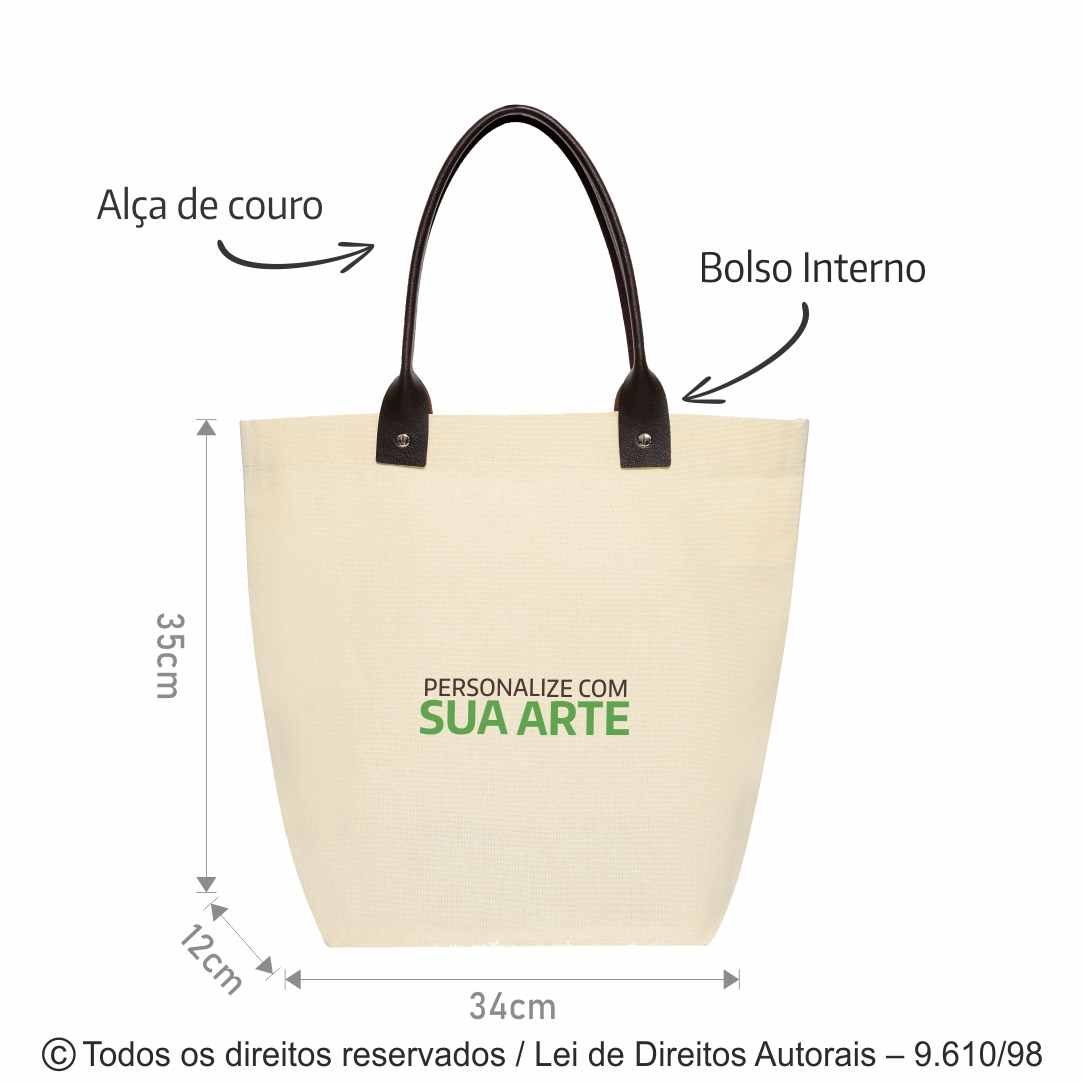 ECOBAG DE LONA ALCA DE CORINO 35X34X12CM 188LB