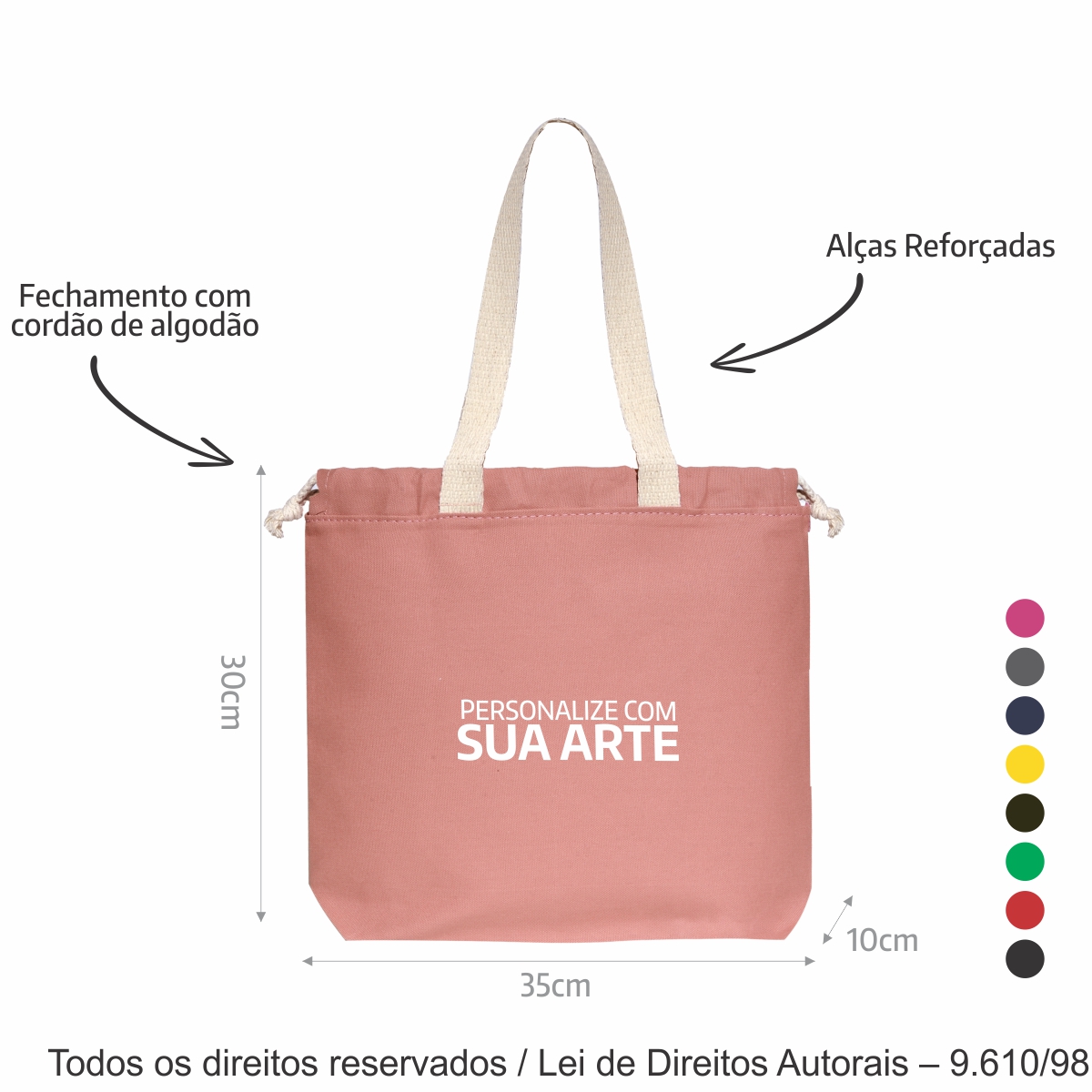 ECOBAG DE LONA COLORIDA 35X30X10CM 238LC