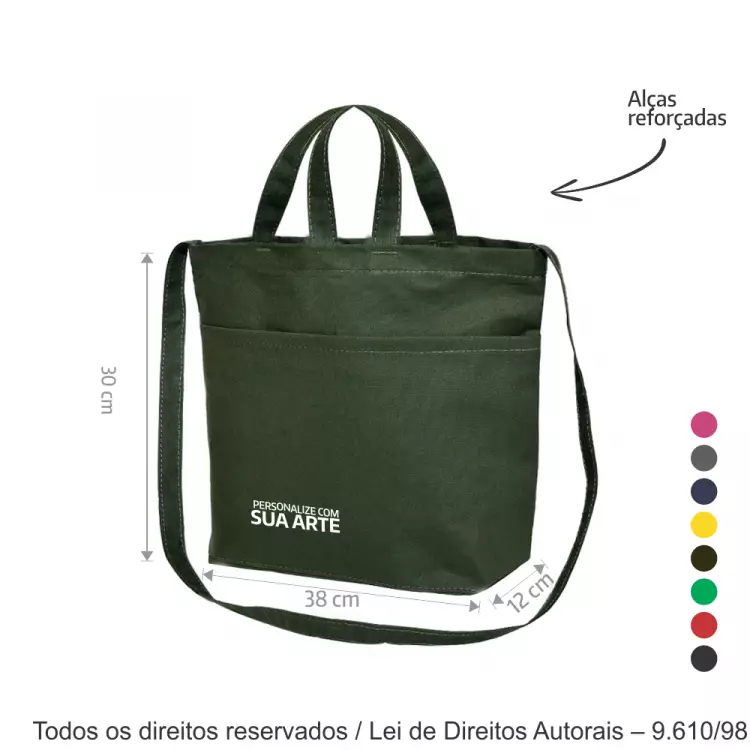 SACOLA DE LONA COLORIDA 37X30X12CM 290LC