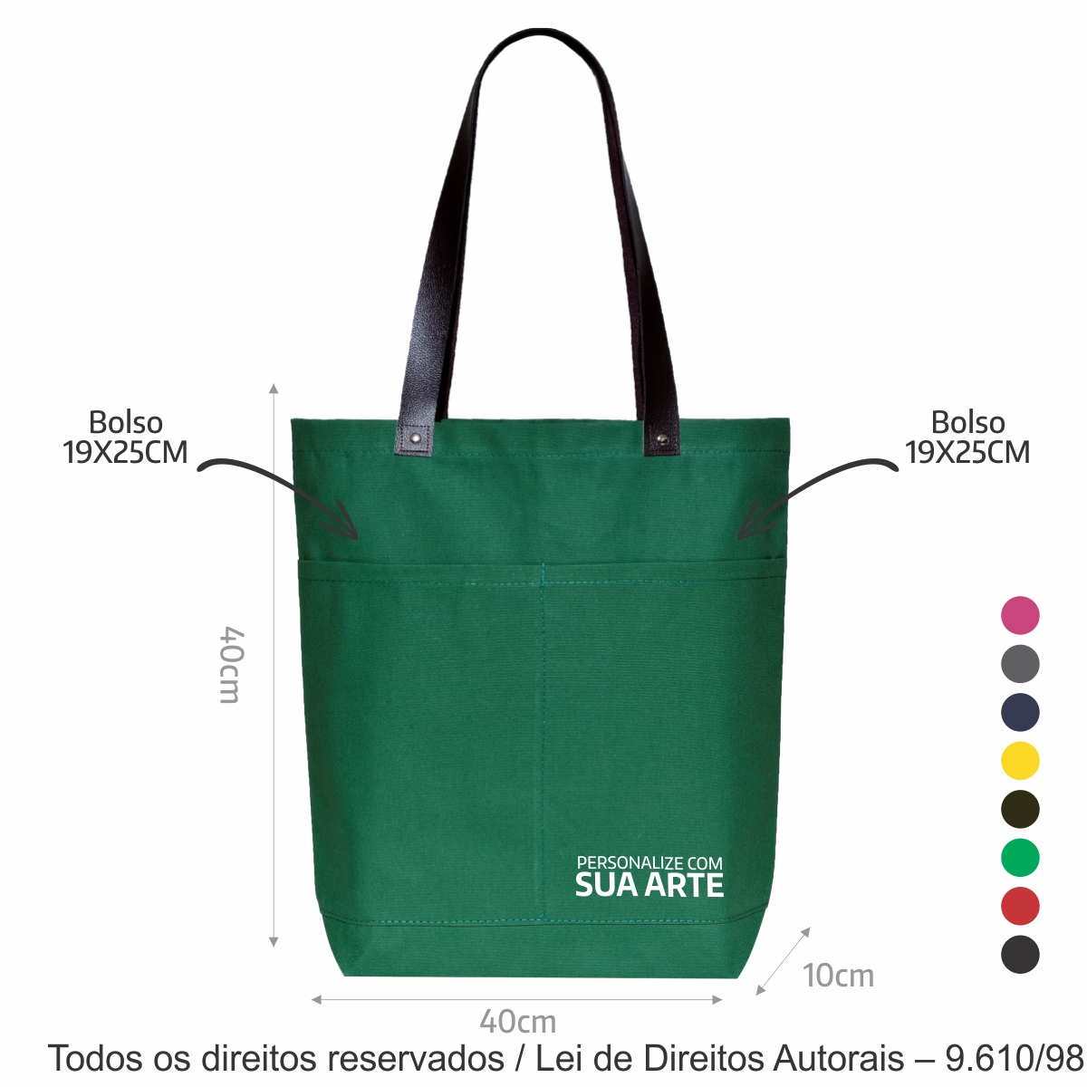 ECOBAG DE LONA COLORIDA 40X40X10CM 11LC