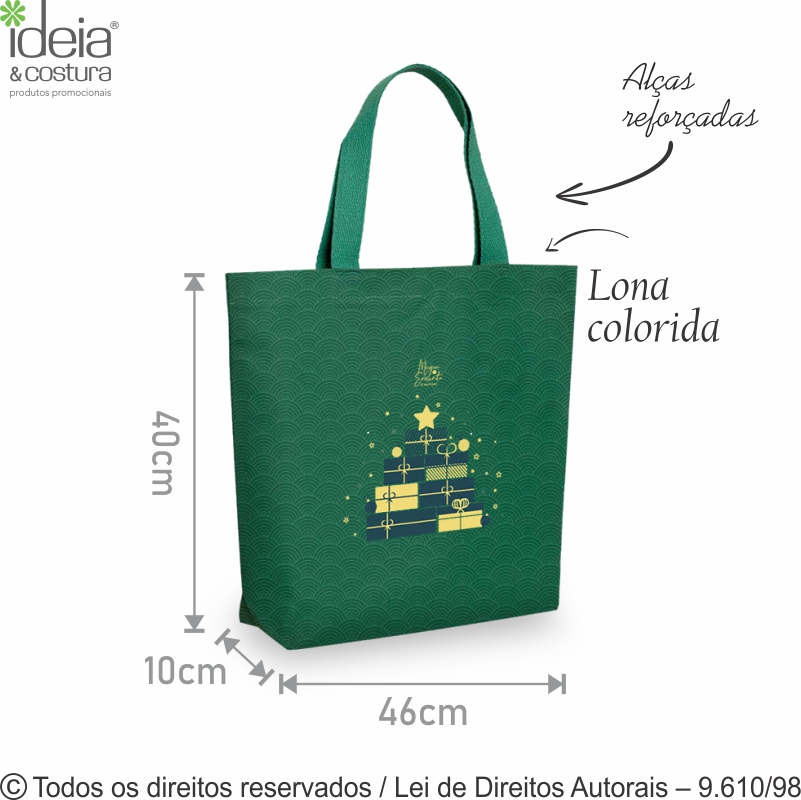 SACOLA DE LONA COLORIDA 46X40X10CM 2LCFC