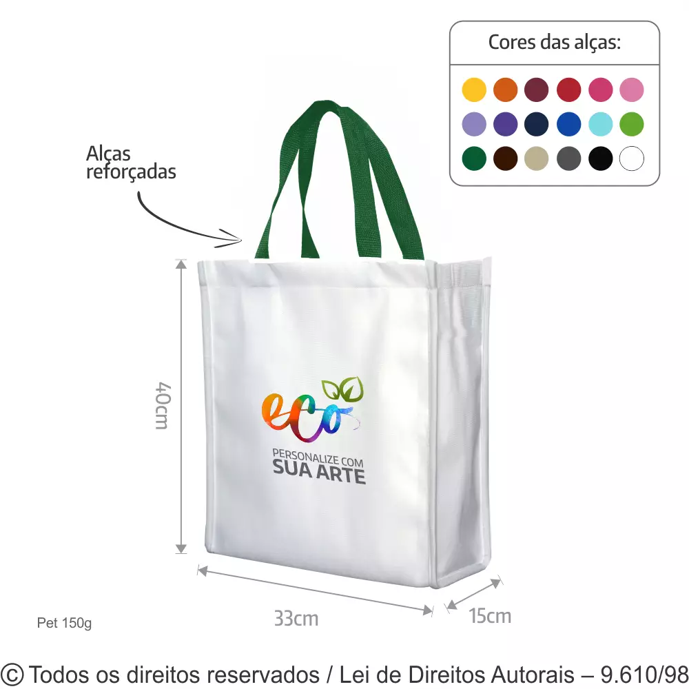 SACOLA DE PET 150G 33X40X15CM BRANCO 113PFC