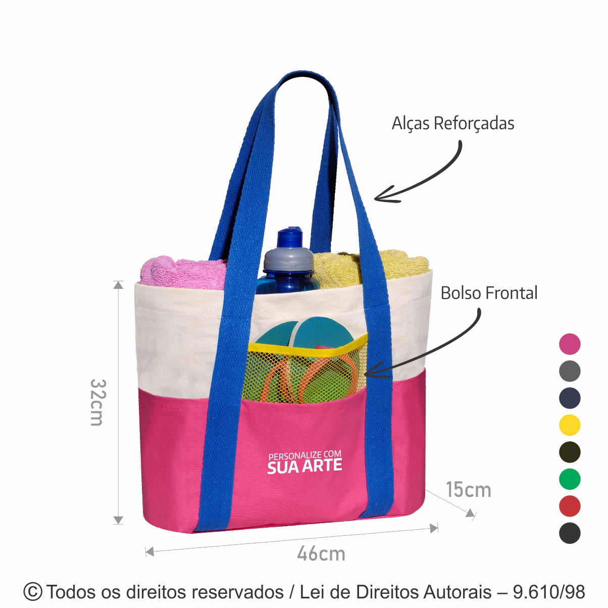 ECOBAG DE PRAIA DE LONA 46X32X15CM 125LC
