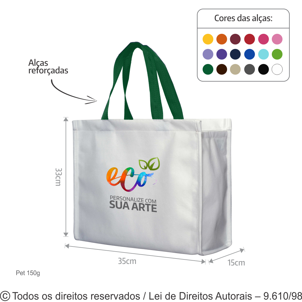 SACOLA DE TECIDO PET 35X33X15CM 173PFC