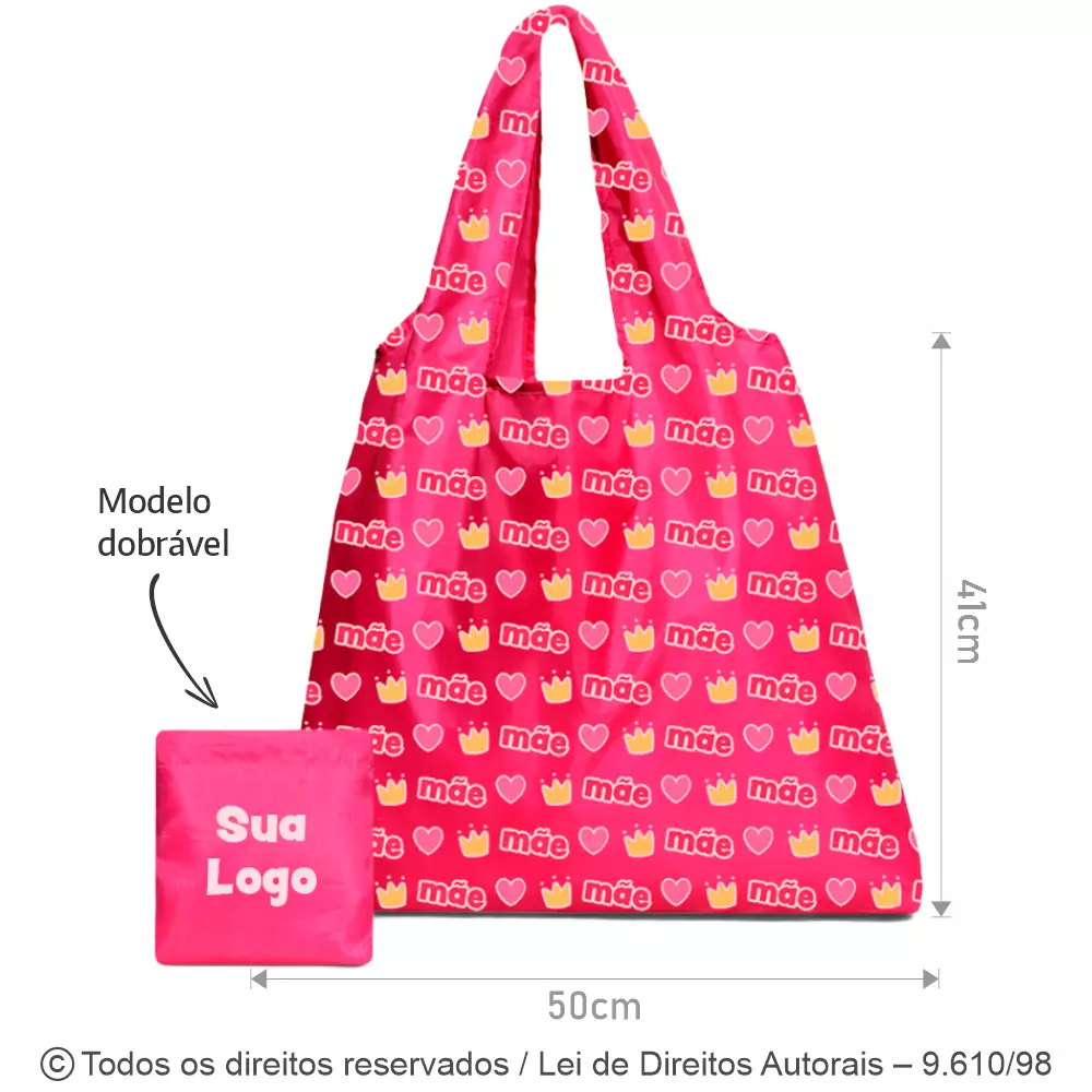 SACOLA DOBRAVEL NYLON 70 RESINADO 50X41CM 276N