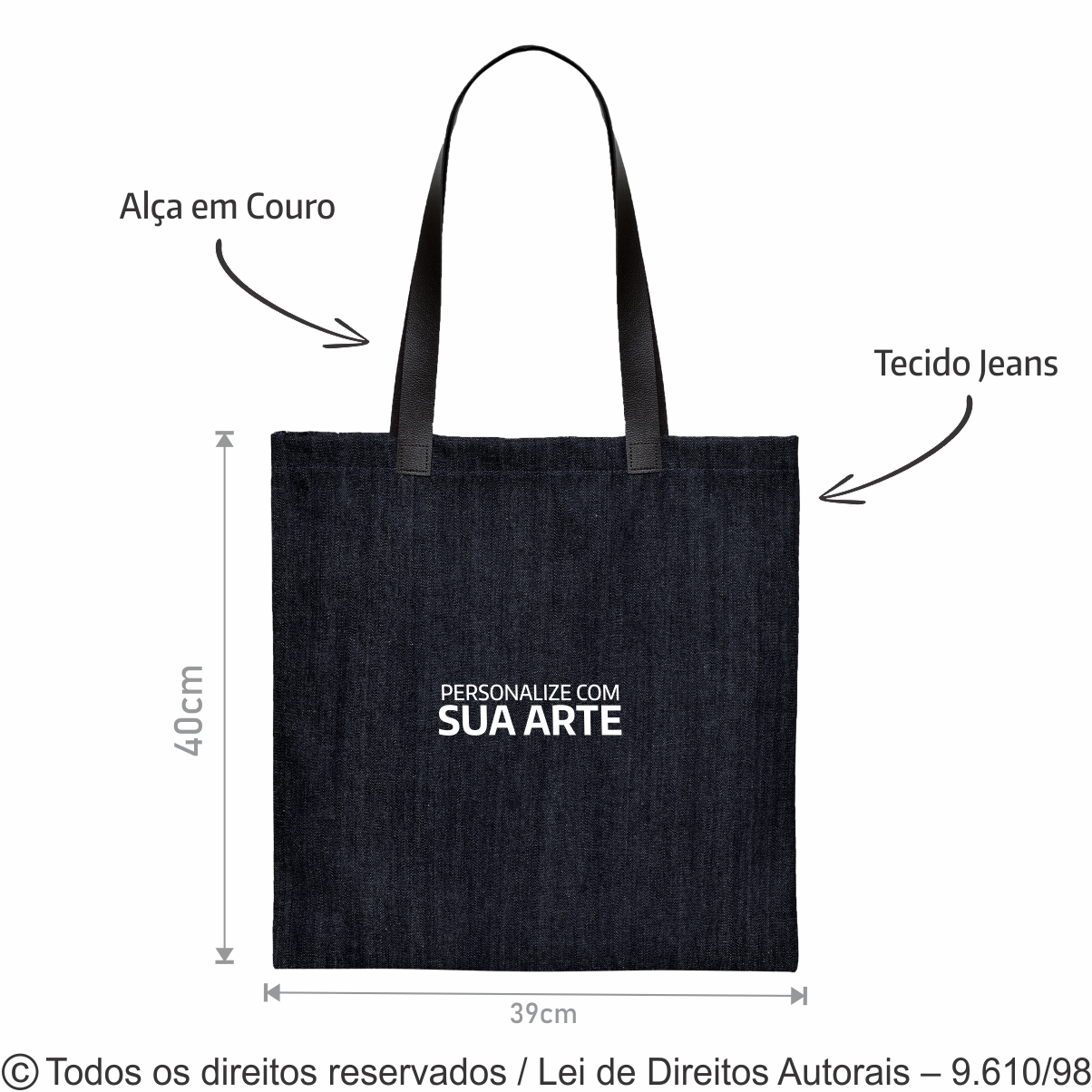 SACOLA JEANS 39X40CM JEANS COM MARROM 37J