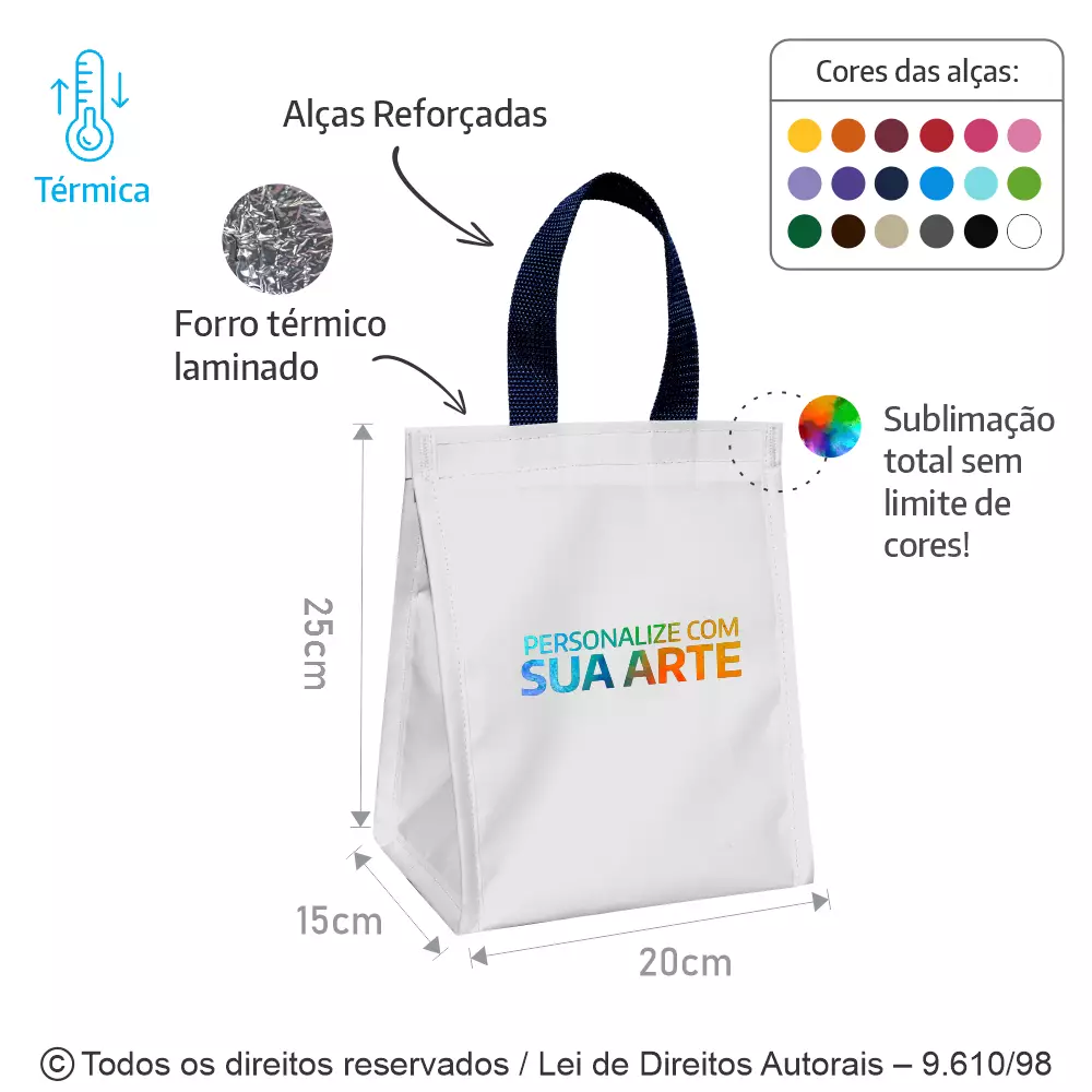 SACOLA TERMICA 7 LITROS EM POLIESTER 20x25x15CM 339PL