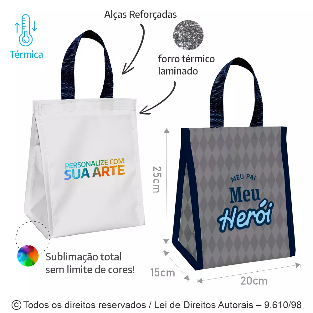 SACOLA TERMICA 7 LITROS EM POLIESTER 20x25x15CM 339PL