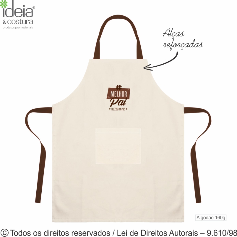 SM255 AVENTAL ALGODAO CRU ALCAS COLOR 58X72CM